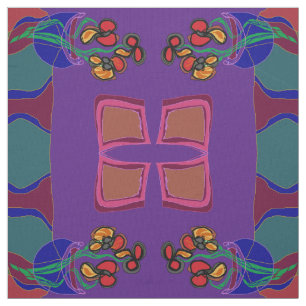 Tissu Fleurs violet/ vert /orange /jaune>Tissu