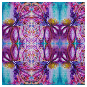 TISSU FLEUVE MORTE BLANCHE, AILES PURPLES ROSE BLEUE