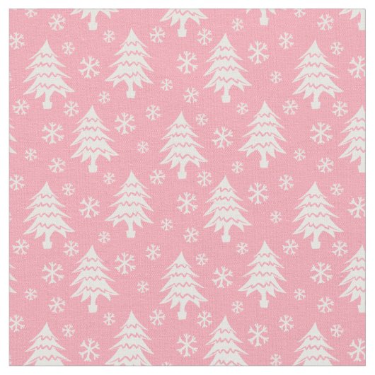 Tissu Flocon de neige blanc rose blanc de Noël blanc (Fermer)