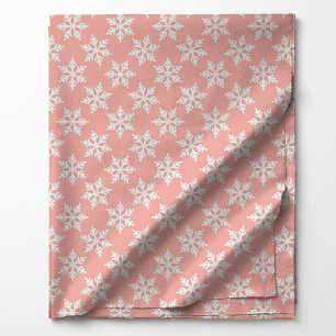 Tissu Flocons blancs sur fond rose