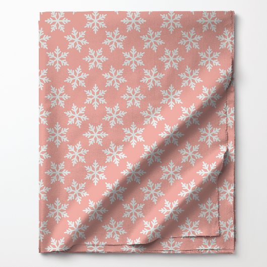Tissu Flocons blancs sur fond rose