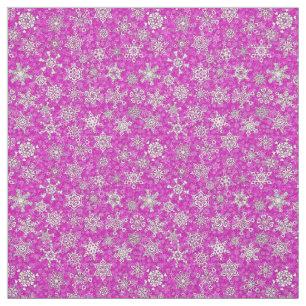 Tissu flocons de neige sur magenta rose tempête de neige