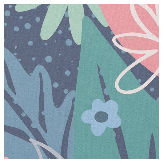 Tissu Floral Abstrait rose bleu (Fermer)