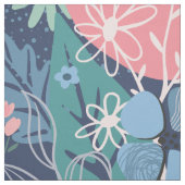 Tissu Floral Abstrait rose bleu (Échantillon)