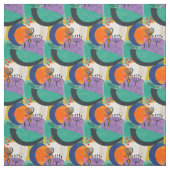 Tissu Floral Abstrait Turquoise violet Motif (Échantillon)