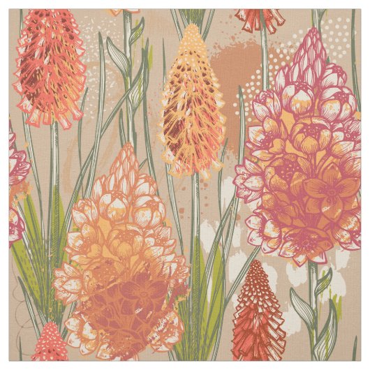 Tissu Floral Africain Orange Or rose (Échantillon)