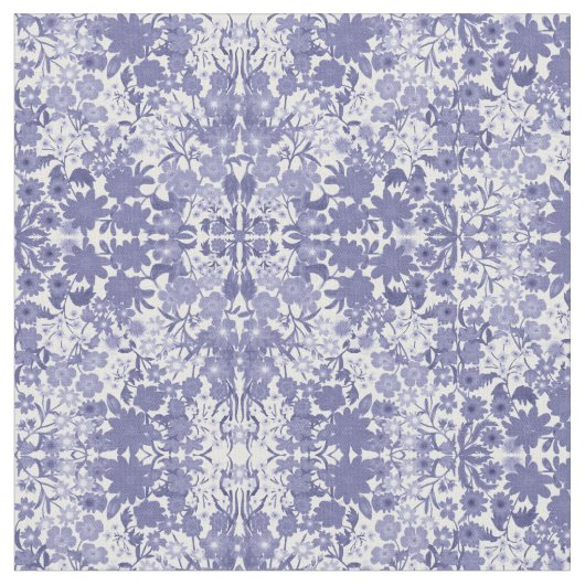 Tissu floral blanc bleu de concepteur (Fermer)