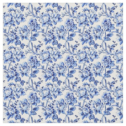 Tissu floral blanc et bleu (Fermer)
