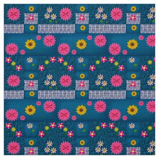 Tissu floral bleu (Échantillon)