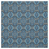 Tissu Floral bleu Abstrait et argenté (Échantillon)