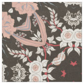 tissu floral bleu, corail et noir art déco (Fermer)