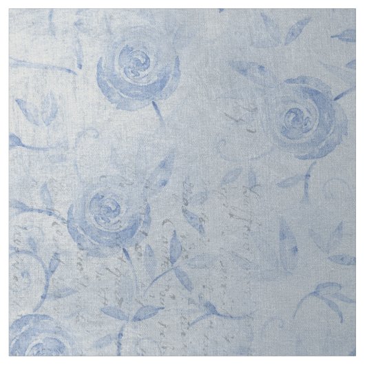 Tissu Floral Bleu Rose Argent Shimmer Chic (Fermer)