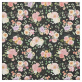 Tissu Floral Boho d'été sur noir (Échantillon)
