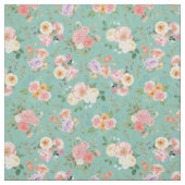 Tissu Floral Boho d'été sur vert (Échantillon)