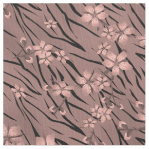 Tissu Floral, brun, motif tigre