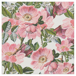 Tissu Floral de Bohème de corail de rose vintage de ver