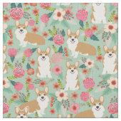 Tissu floral de corgi - menthe (Fermer)
