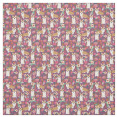 Tissu floral de corgi - pourpre (Échantillon)