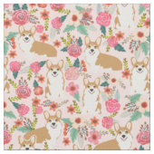 Tissu floral de corgi - rose (Fermer)