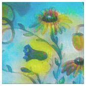 Tissu floral de faisceau de soleil jaune (Fermer)