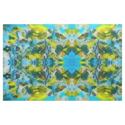 Tissu floral de faisceau de soleil jaune (Fat Quarter)