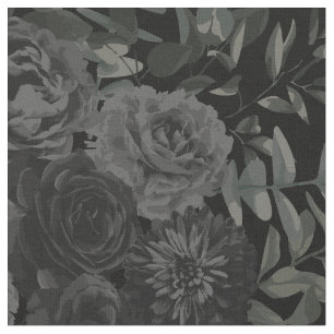 Tissu Floral de Rose gothique noir
