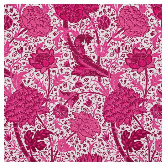 Tissu Floral Jacobean de William Morris, rose de fuchsia (Échantillon)