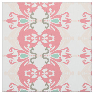 Tissu floral moderne rose-menthe gris