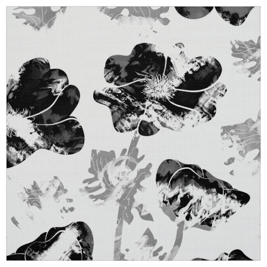 Tissu Floral, noir et blanc (Échantillon)