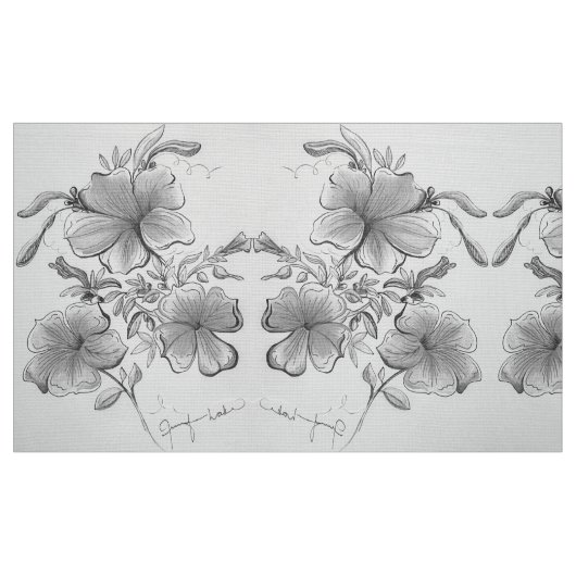 Tissu Floral noir et blanc (Fat Quarter)