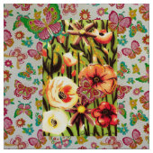 Tissu floral orange (Échantillon)