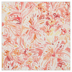 Tissu Floral Painterly de pêche de CONVOITISE de LIS