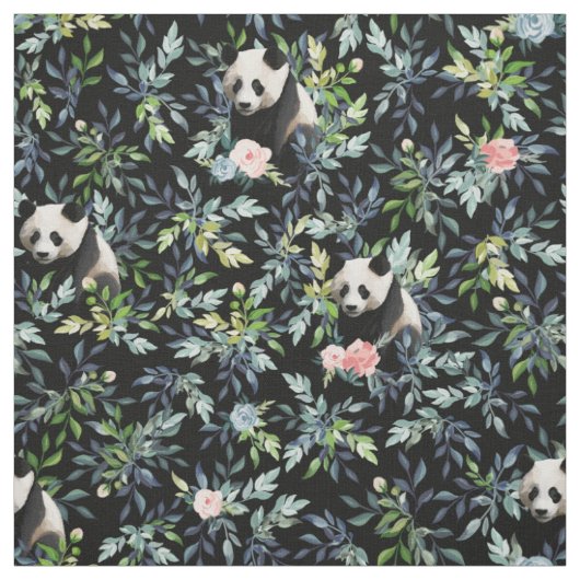 Tissu Floral Panda Motif (Échantillon)
