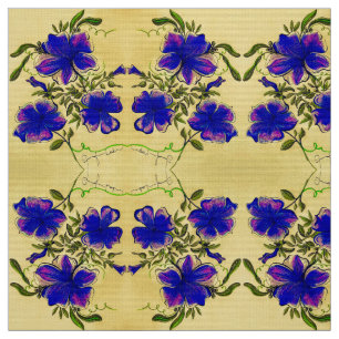 Tissu Floral pourpre et jaune