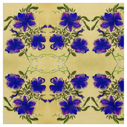 Tissu Floral pourpre et jaune (Échantillon)