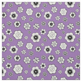 Tissu Floral pourpre, noir et blanc (Échantillon)