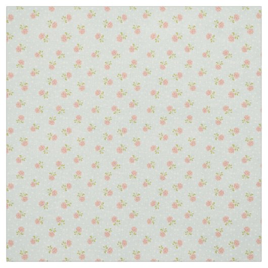 Tissu floral rose blanc chic minable bleu-clair de point (Échantillon)