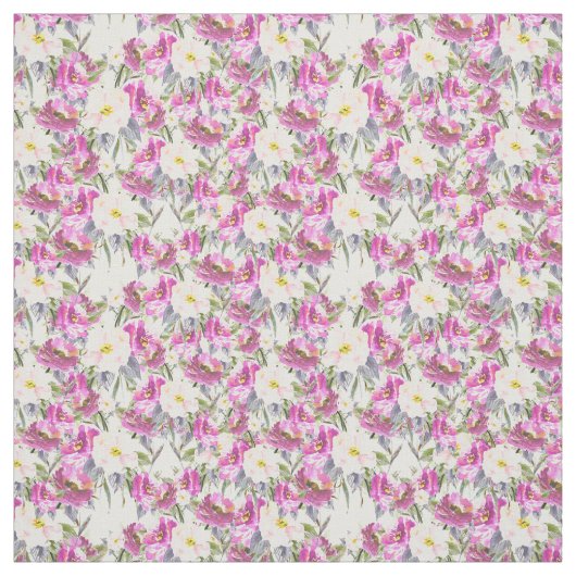 Tissu Floral rose violet (Échantillon)