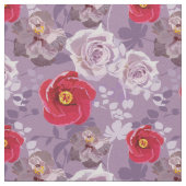 Tissu Floral rouge, violet (Détail)