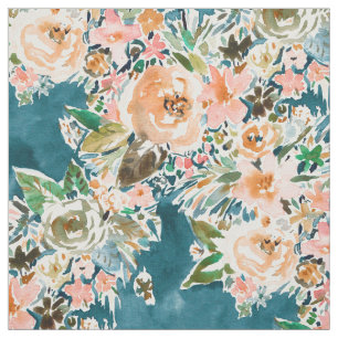 Tissu Floral turquoise déprimé de JARDIN de VELOURS