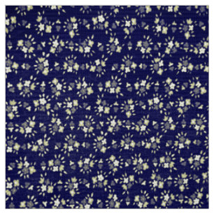 Tissu Floral Vintage bleu marine et ivoire