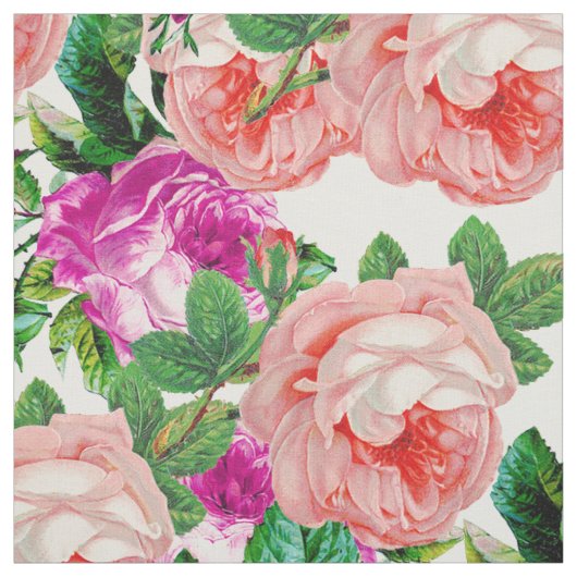 Tissu Floral vintage Rose Et Violet (Échantillon)