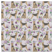 Tissu floraux pourpres d'airedale terrier (Échantillon)