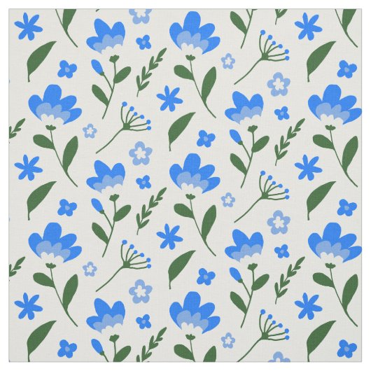 Tissu Flore bleu et blanc (Échantillon)