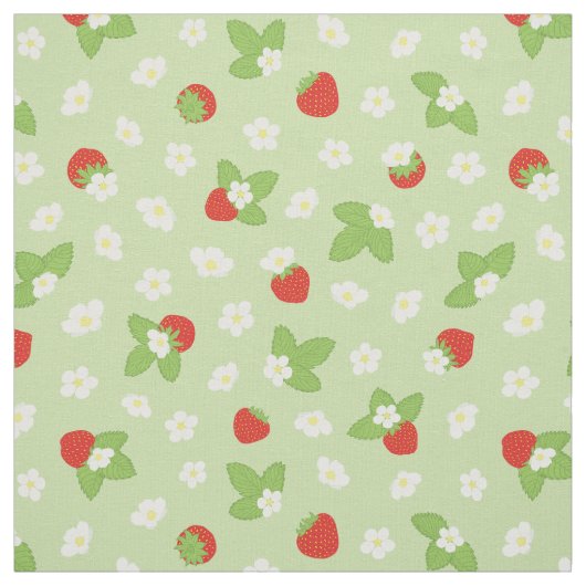 Tissu Flore de fraise Vert Rouge Dopamine Imprimer (Échantillon)