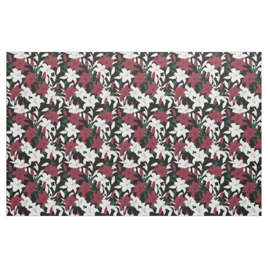 Tissu Flore de Noël rouge et blanc (Yard)