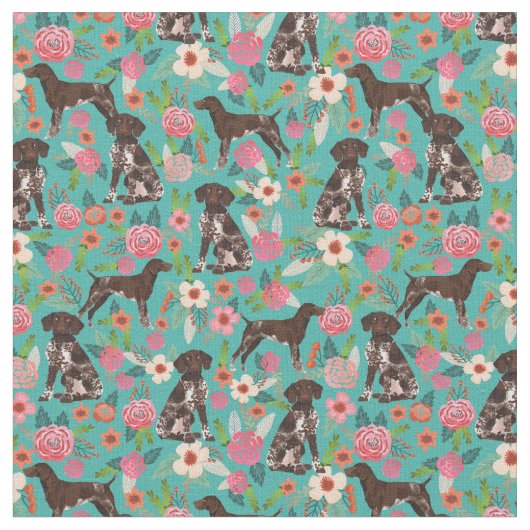 Tissu Flore de poitrine brun allemand turquoise (Fermer)