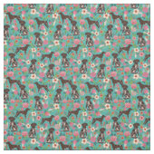 Tissu Flore de poitrine brun allemand turquoise (Échantillon)