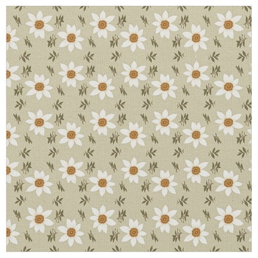 Tissu Flore décorative en blanc et beige (Fermer)