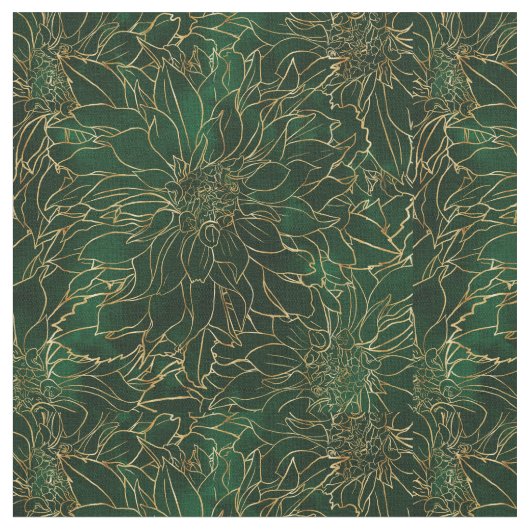 Tissu Flore dorée et verte Dahlia (Fermer)